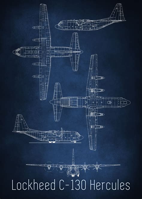 Lockheed C 130 Hercules Blueprint Art C130 Hercules Blueprint Art