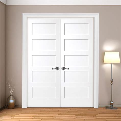 Interior 20 Min Fire Rated Shaker Flat 5 Panel Primed Door — Lux Doors