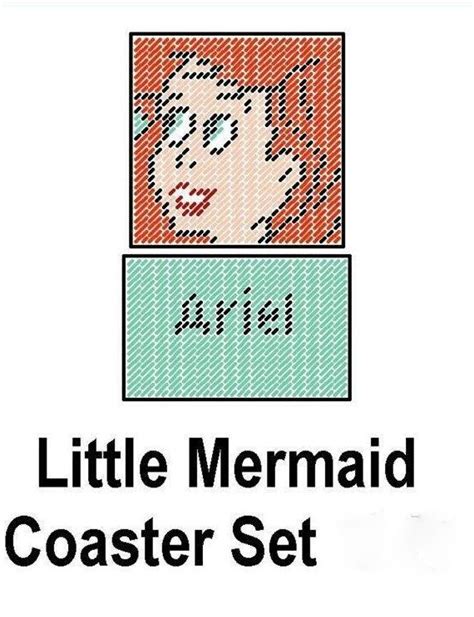 Little Mermaid Coaster Set 12 Plastic Canvas Coasters Coaster
