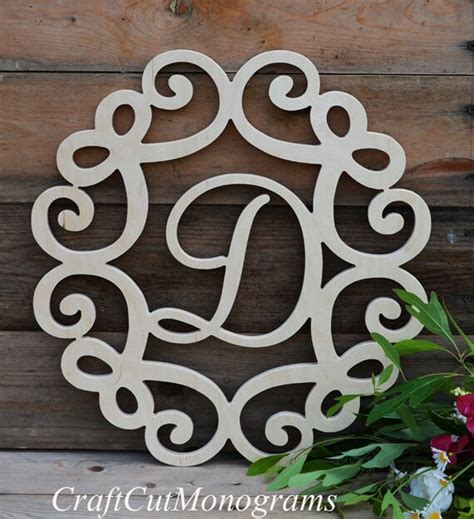 Painted Personalized Wood Monogram With Bow Frame Border Etsy