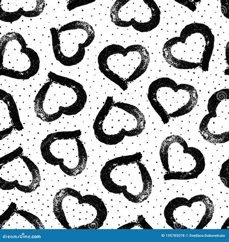 Vector Heart Seamless Pattern Abstract Texture With Grunge Hearts