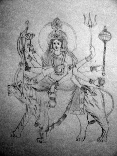 Hindu God Goddess Durga Sketch