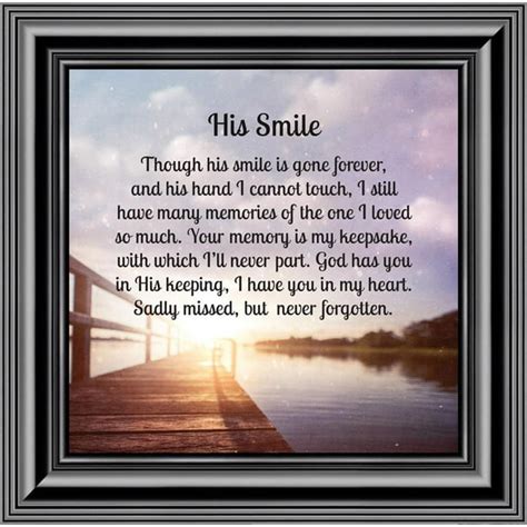 His Smile Framed Poem, in Memory a Loved One, Condolence or Sympathy