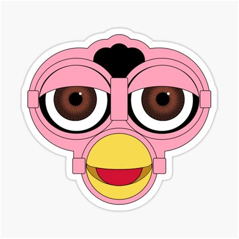 1998 Furby Faceplate Pink Flamingo With Brown Eyes Sticker For Sale