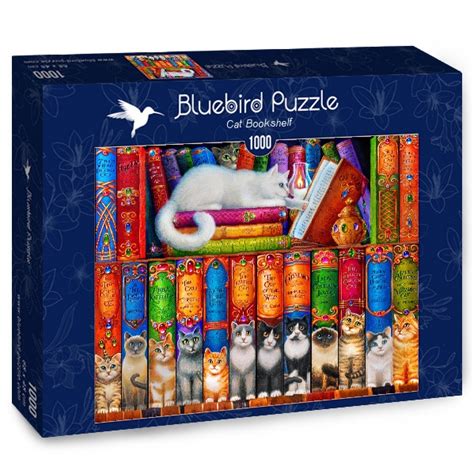 Contains 1000 pieces puzzle and a poster. Puzzle Cat Bookshelf Bluebird-Puzzle-70216 1000 pieces ...