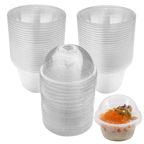 buy 50 pack disposable clear plastic cups ice cream cups with dome lids