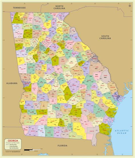 Buy Georgia Zip Code Map With Counties