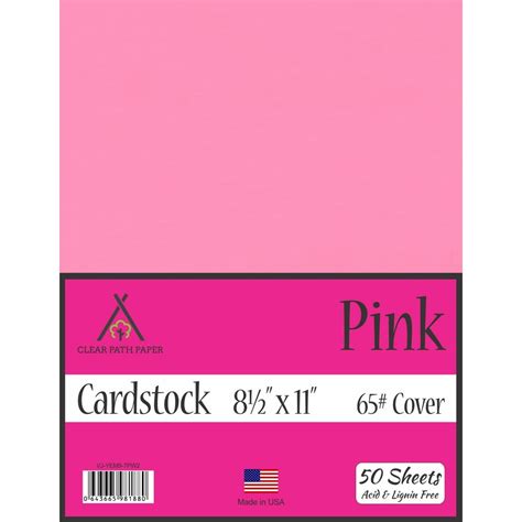 Pink Cardstock 85 X 11 Inch 65lb Cover