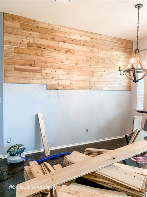 Quick And Easy Diy Cedar Plank Feature Wall Sense And Serendipity