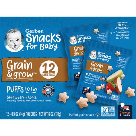 Gerber Snacks For Baby Grain And Grow Puffs To Go 8 Months