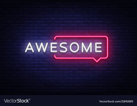 Awesome Neon Text Awesome Neon Sign Royalty Free Vector