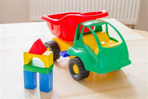 Toy Truck On Wood Background Stock Image Image Of Colorful Closeup