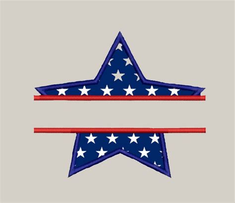 Split Star Applique Machine Embroidery Design Embroidery Etsy