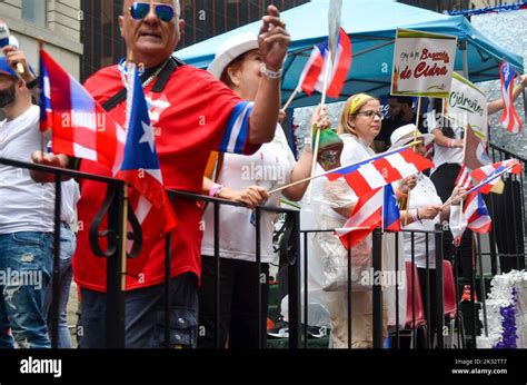 The Historic 65th Annual Puerto Rican Day Parade In New York City With A Crowd Of People