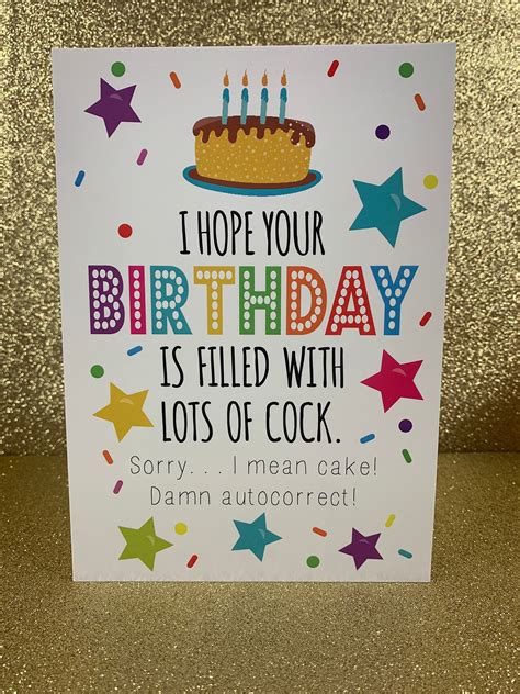 Hope Your Birthday Is Filled With Lots Of Cock Cake Etsy Uk