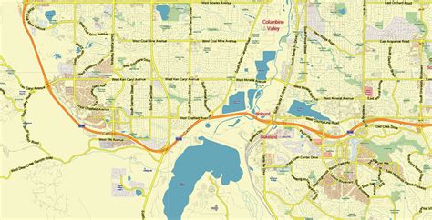 Denver Boulder Colorado Us Map Vector City Plan Low Detailed For Small