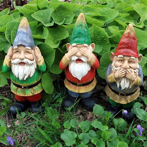 Sunnydaze Three Wise Gnomes Hear No Evil Speak No Evil See No Evil