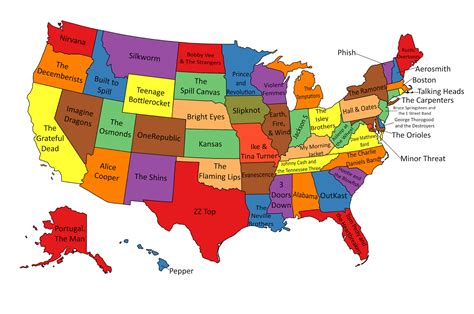 The Most Famous Band Of All Time From Every U S State Vivid Maps