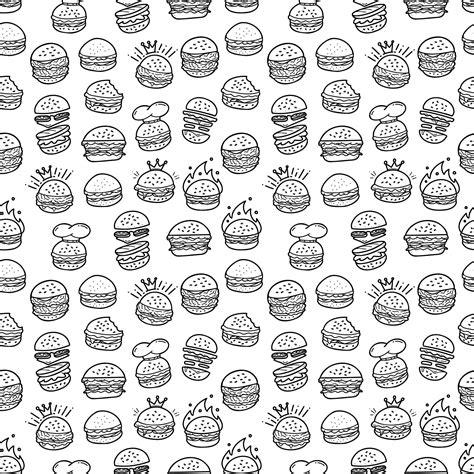 Premium Vector Hand Drawn Doodle Hamburger Burger Seamless Pattern
