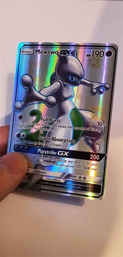Its most common moves are photon wave, psyburn, psychic infinity, x ball and yanishing strike. Mewtwo GX Pokemon Card Custom Made Shiny Holo Rare | Etsy