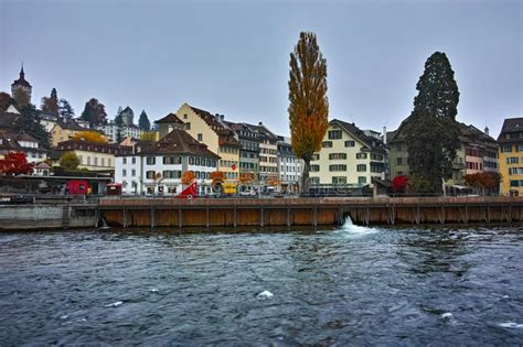 The Reuss River River Passes Through The Historic Center Of City Of