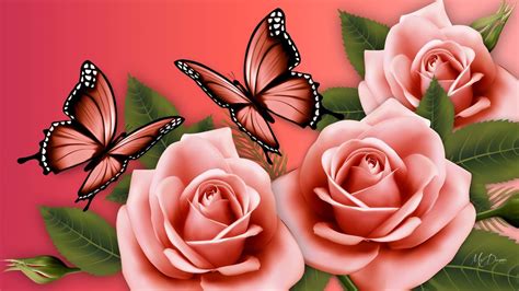 butterflies and flowers background