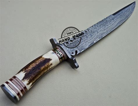 Damascus Bowie Knife Custom Handmade Damascus Steel Hunting