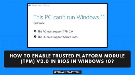 How To Enable Trusted Platform Module Tpm V In Bios In Windows
