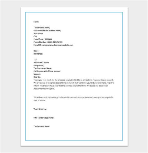 Bid Rejection Letter 10 Samples And Examples