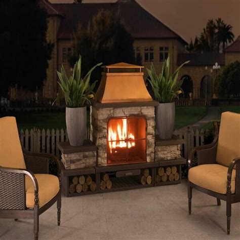 Sunjoy Connan Steel Wood Outdoor Fireplace And Reviews Wayfair