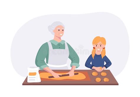 Grandmother In Kitchen Stock Vector Illustration Of Meat 2752374