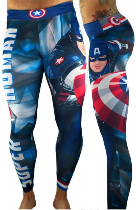S2 Activewear Unisex Captain America Leggings Roni Taylor Fit Mesh