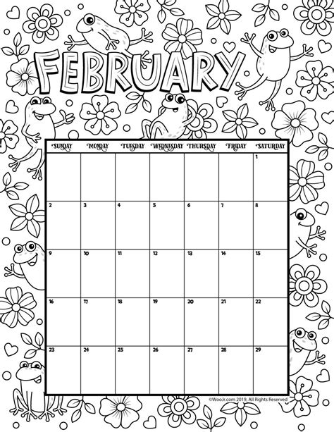 Free Printable Coloring Calendar For Adults 2019 Printable Coloring Pages