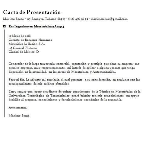 Carta De Solicitud De Empleo Y Trabajo Ejemplo En Formato Word B71