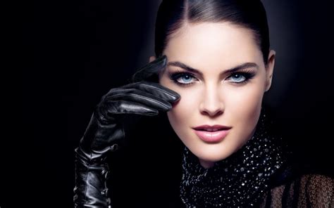 Wallpaper Face Women Model Blue Eyes Singer Necklace Gloves Black Hair Fashion Head