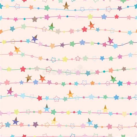 Star Party Star Horizontal Line Pastel Seamless Pattern Stock Vector