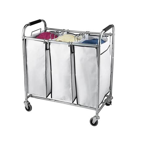 Sorbus laundry hamper sorter with lid it is divided into 2 sections; Sagler 3 Section Laundry Sorter Hamper on Wheels, Rolling ...