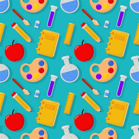 Cute Funny Back To School Seamless Pattern Premium Vector