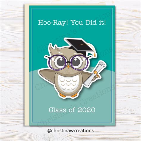 Cute Owl Graduation Card Congratulations Class Of 2020 Graduation