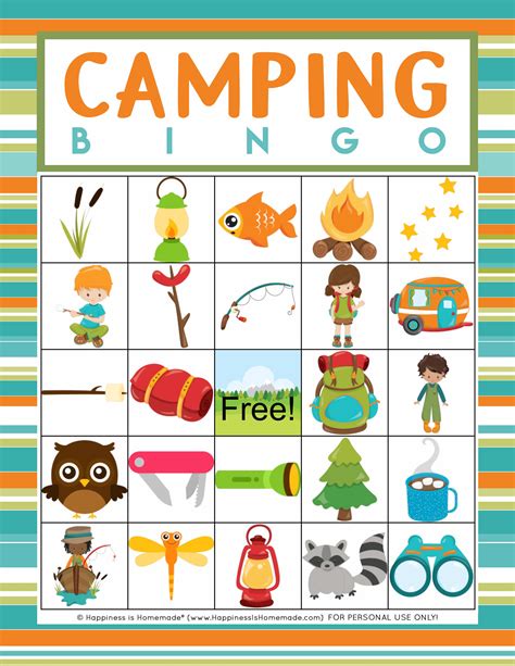 Free Printable Camping Bingo Cards