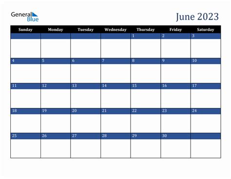 June 2023 Monthly Calendar Pdf Word Excel