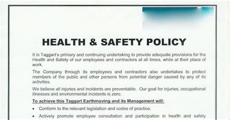 safety risks health  safety policy