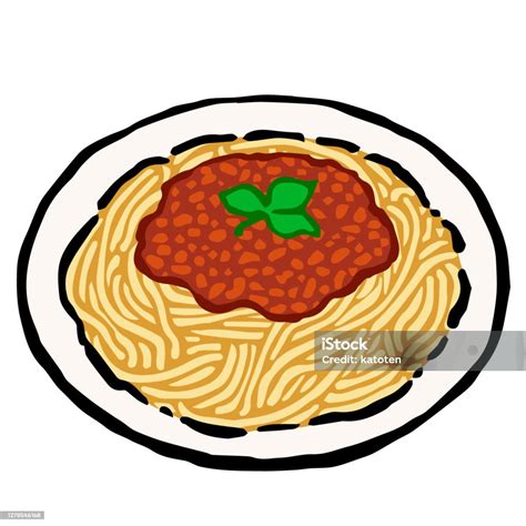Illustration Of Spaghetti Bolognese Illustration Like Woodblock Print