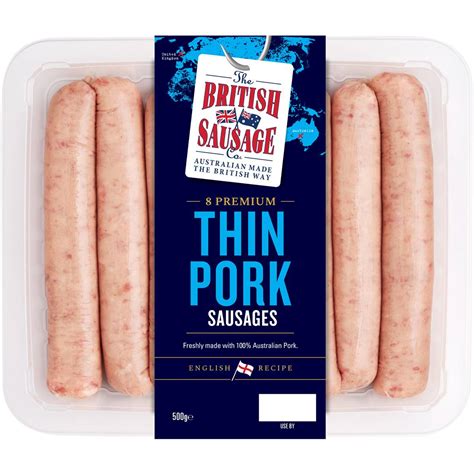 The British Sausage Co Pork Thin Sausage 500g Woolworths