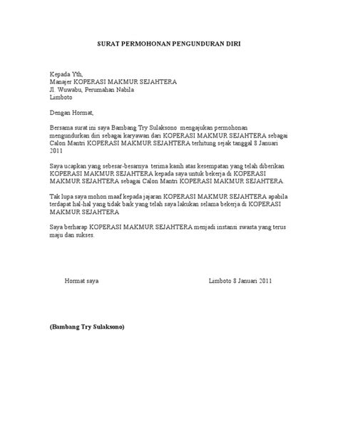 Contoh Surat Berhenti Menjadi Anggota Koperasi