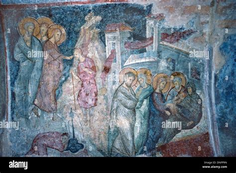 Miracle Jesus Christ Healing Blind Man Parable Byzantine Fresco Stock