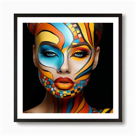 Beautiful Woman With Colorful Face Paint Art Print By Paigedesigns Fy