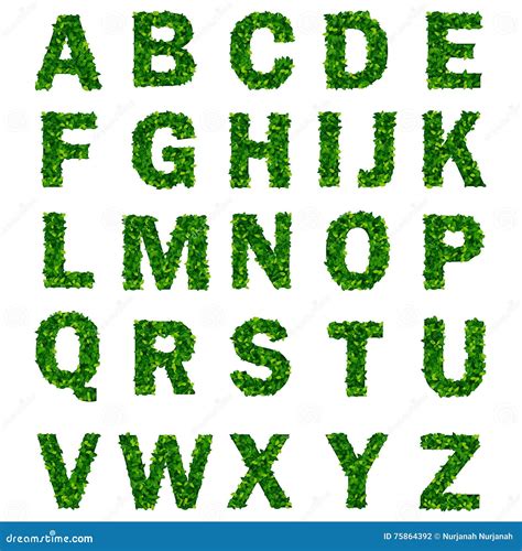 Green Leaf Alphabet Vector Illustration 75864392
