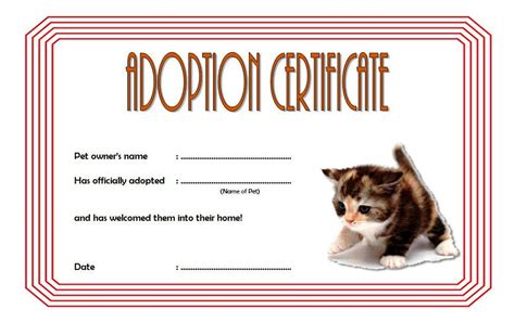 Considering adopting a dog or cat — or just adopted one? Cat Adoption Certificate Templates Free [9+ Update Designs ...