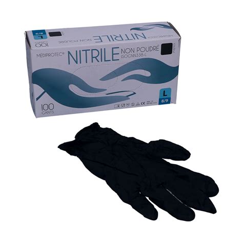 Gants Nitrile Noir Non Poudré